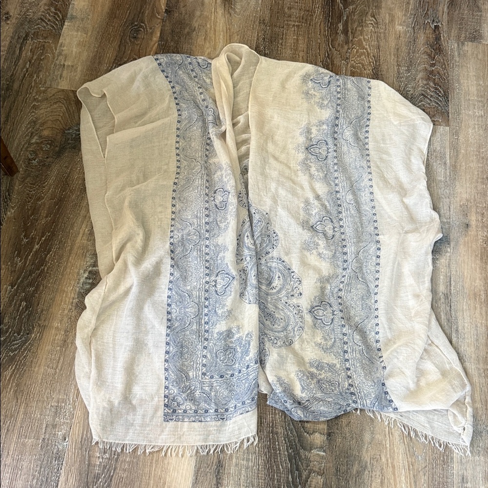Beige and Blue Paisley Shawl